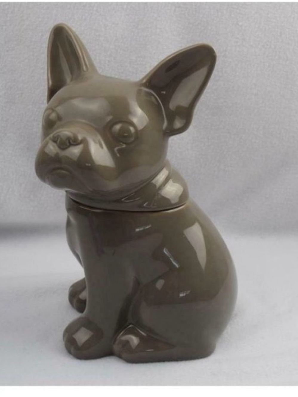 Ceramic French Bulldog Cookie Jar - Grey